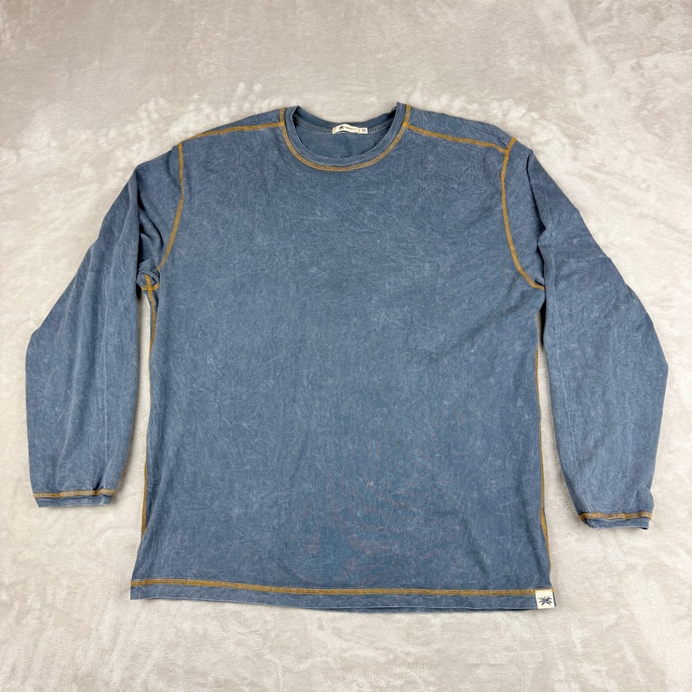 Agave Lux Men XXL Shirt Stone Blue Long Sleeve Supima Cotton Crewneck USA Made